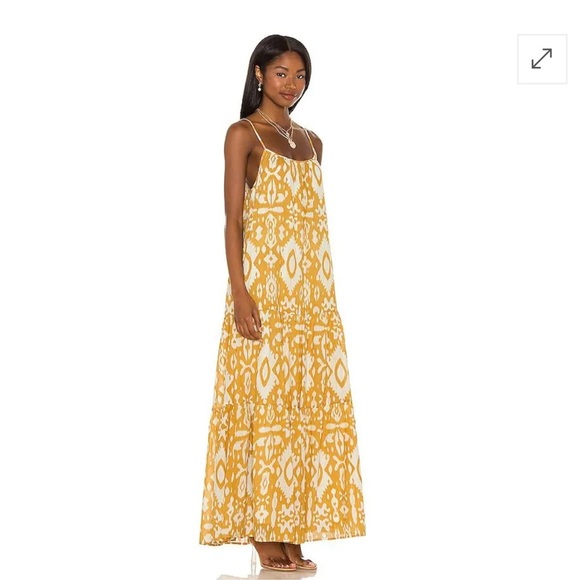 STEVE MADDEN BB DAKOTA Turtle Island maxi Dress In Yellow size 10 - Picture 9 of 10